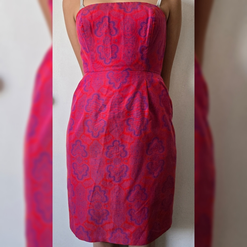J. Crew Pink And Purple Strapless Dress Sz 2